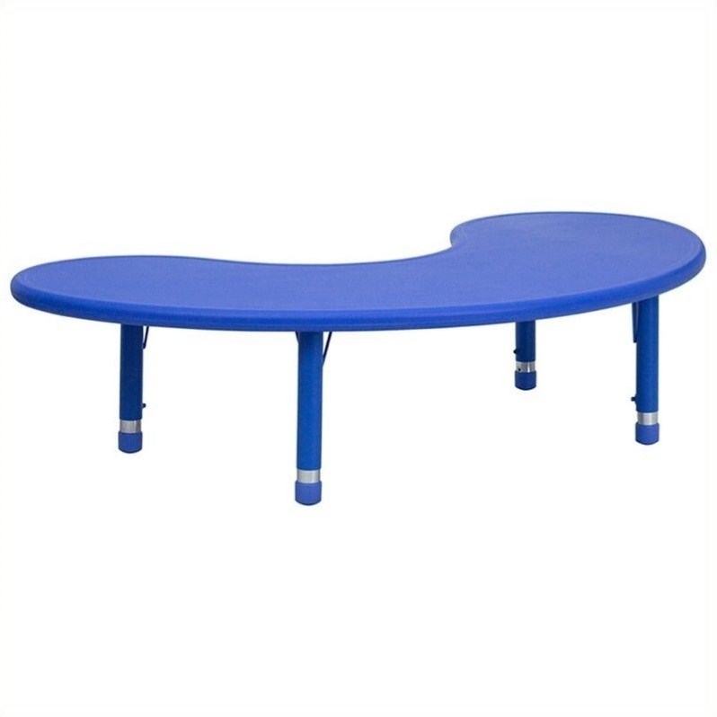 Flash Furniture Height Adjustable Half-moon Activity Table in Blue