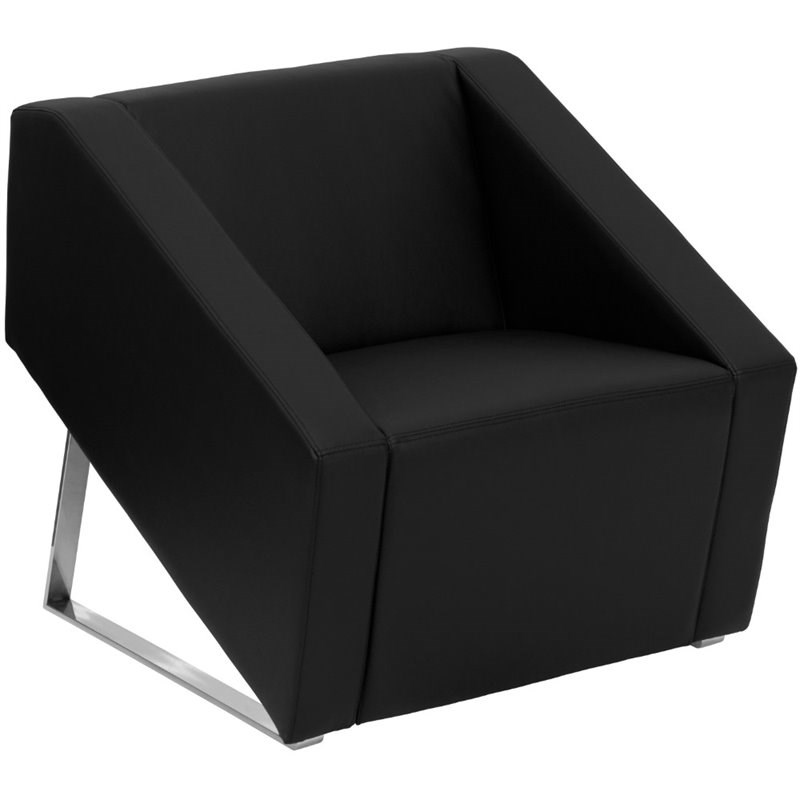 Flash Furniture Hercules Smart Leather Reception Accent Chair in Black