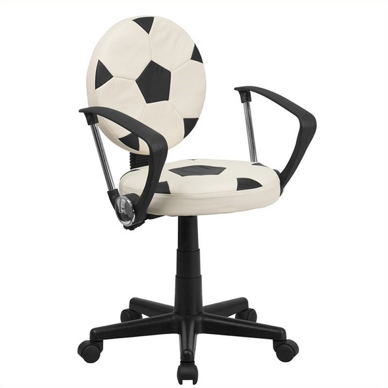 Flash Furniture Soccer Office Swivel Chair with Arms in Black and White