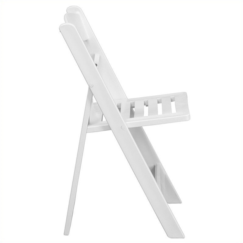 Flash Furniture Hercules Folding Chair with Slatted Seat in White