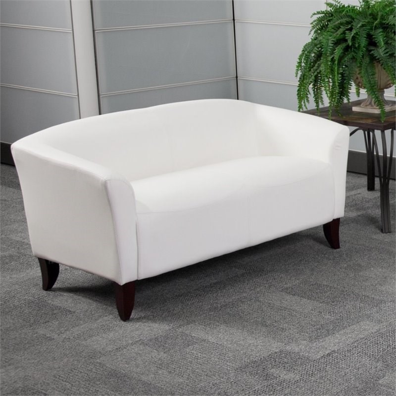 Flash Furniture Hercules Imperial Leather Loveseat in Ivory and Cherry