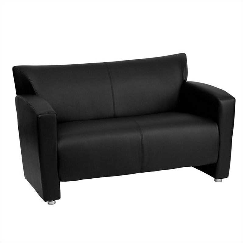 Flash Furniture Hercules Majesty Leather Love Seat in Black