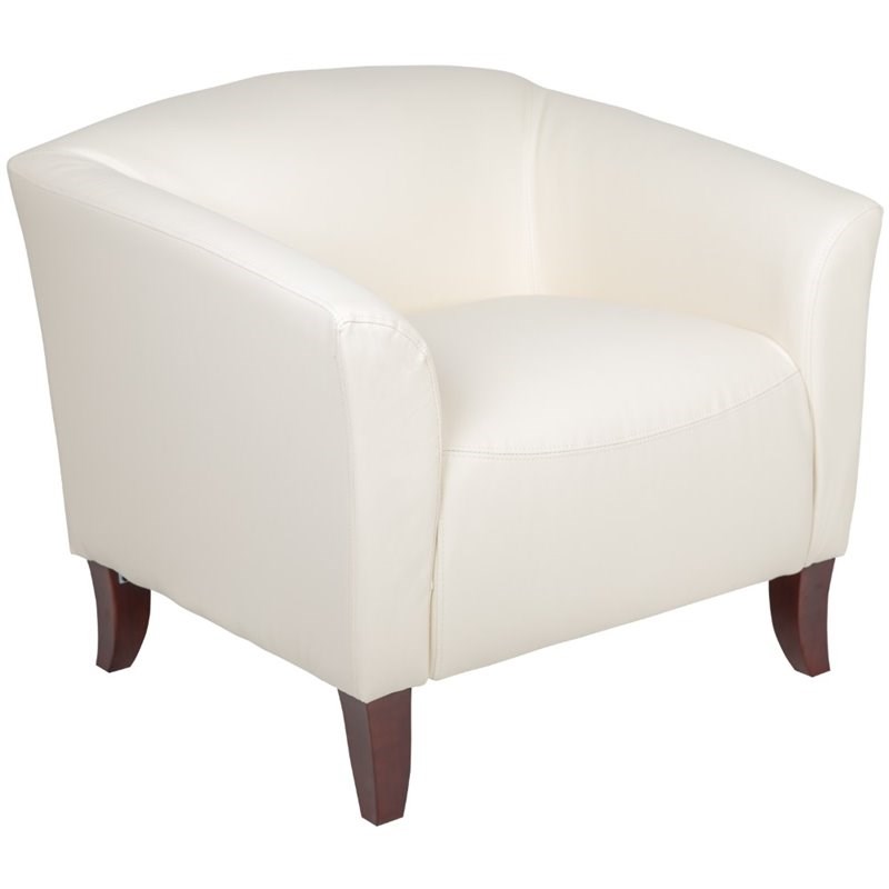 Flash Furniture Hercules Imperial Leather Accent Chair in Ivory and Cherry