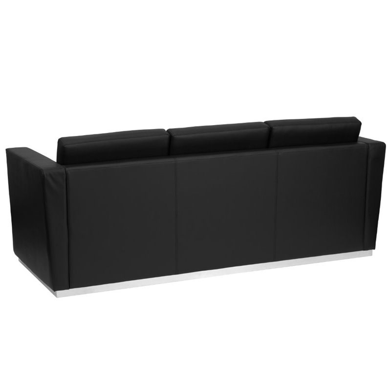Flash Furniture Hercules Trinity Leather Reception Sofa in Black