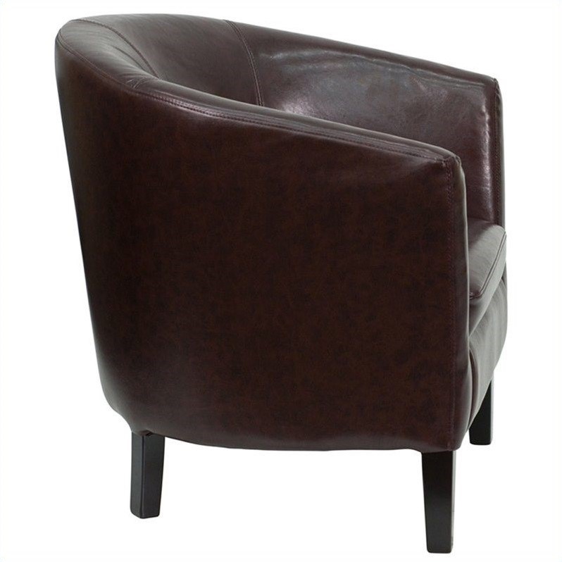 Flash Furniture Brown Leather Barrel Shaped Guest Chair