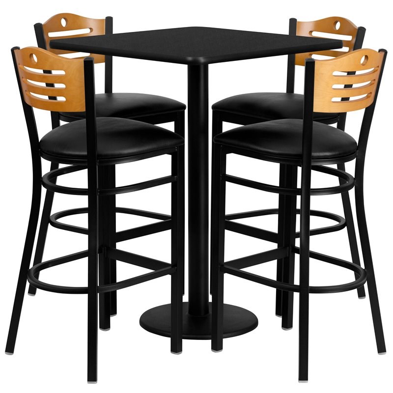 Flash Furniture 30Sq Laminate Bar Table Set In Black