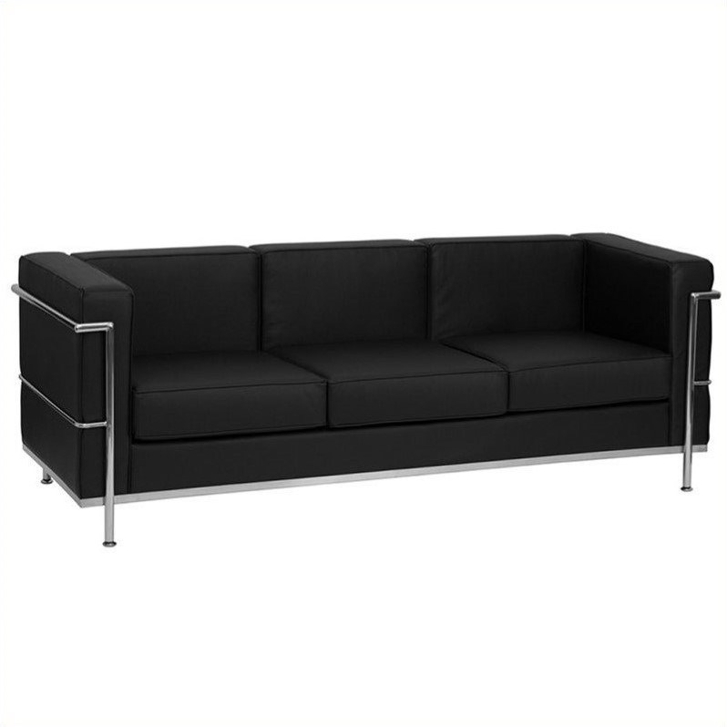 Flash Furniture Hercules Regal Leather Sofa in Black
