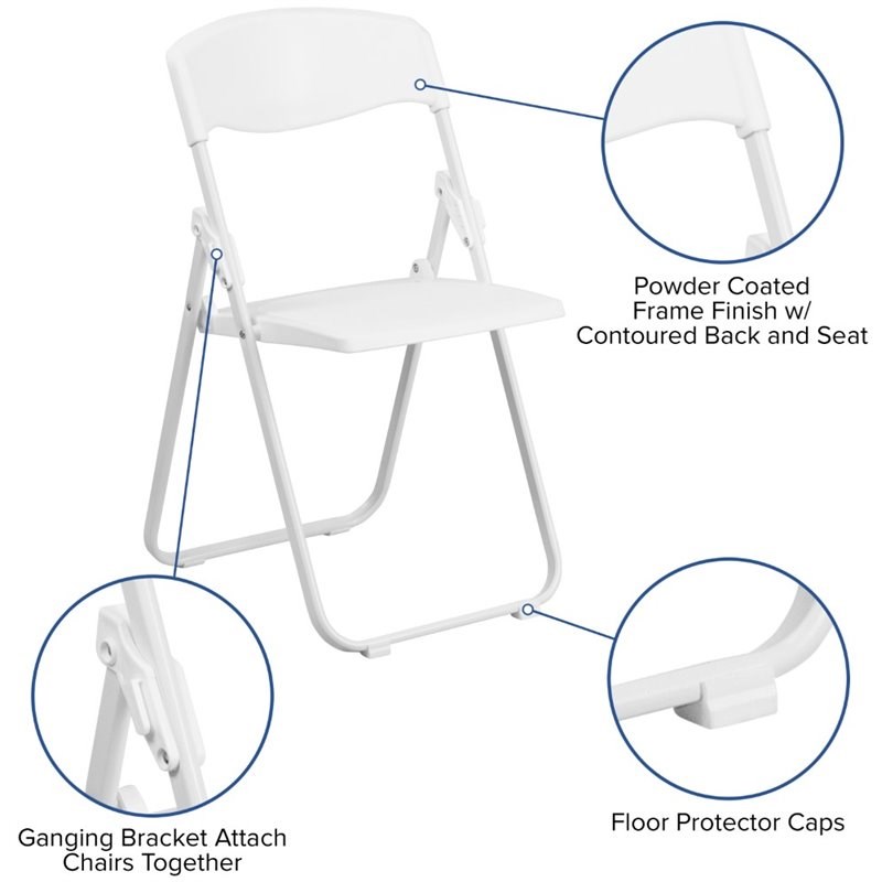 Flash Furniture Hercules Plastic Contoured Back Folding Chair in White