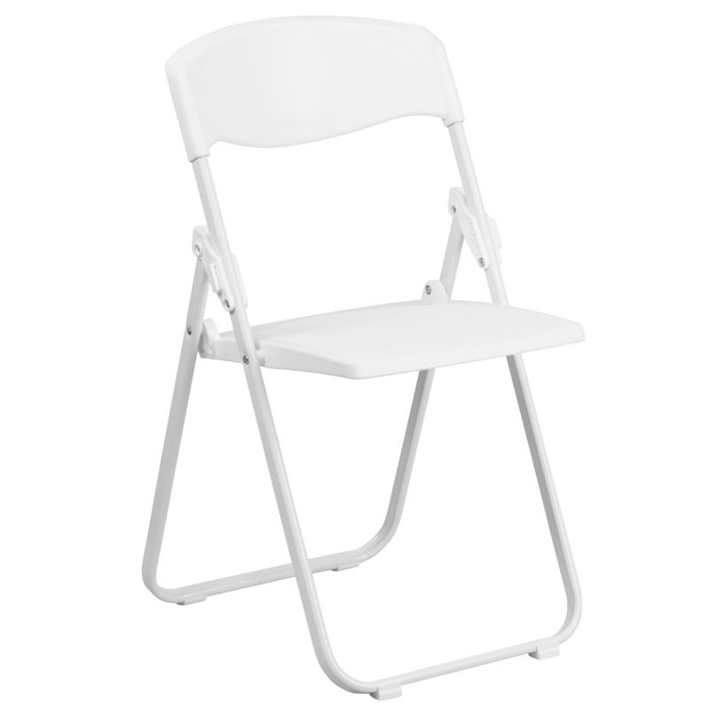 Flash Furniture Hercules Plastic Contoured Back Folding Chair in White
