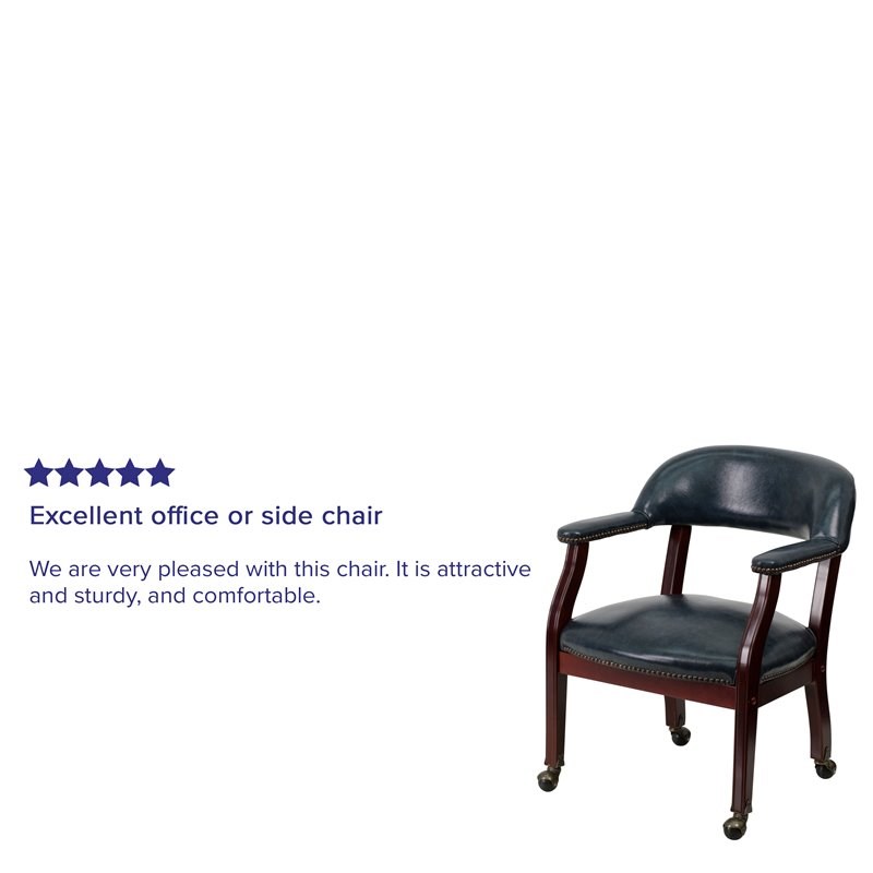 Flash Furniture Luxurious Conference Guest Chair in Blue with Casters