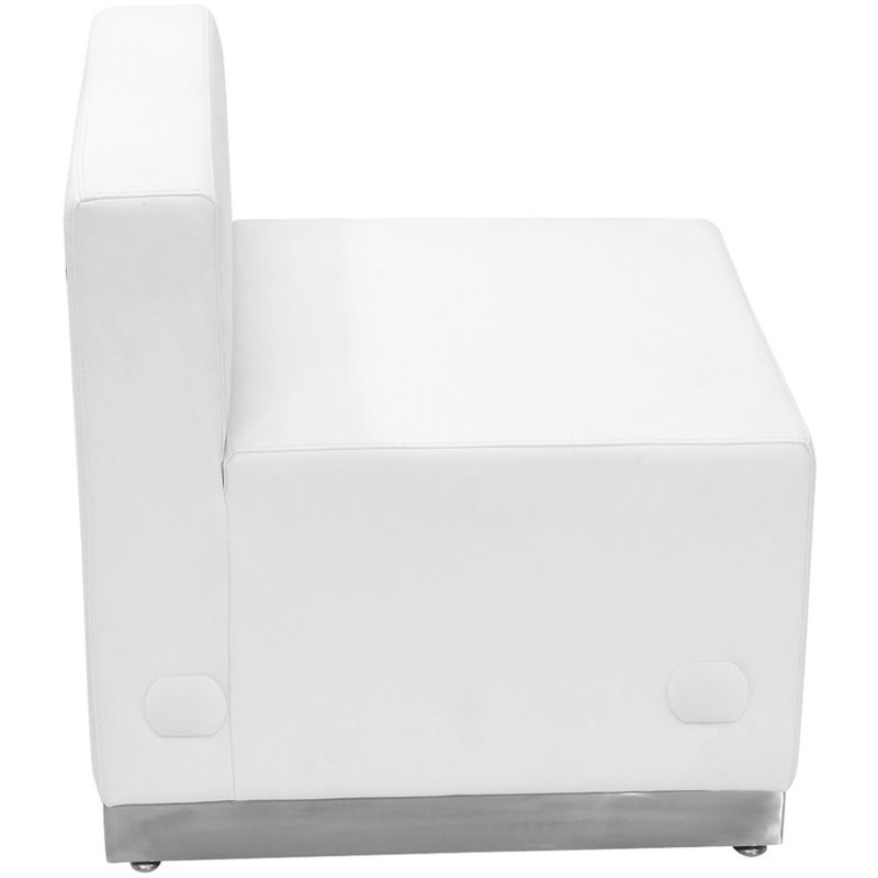 Flash Furniture Hercules Alon Leather Armless Chair in Melrose White