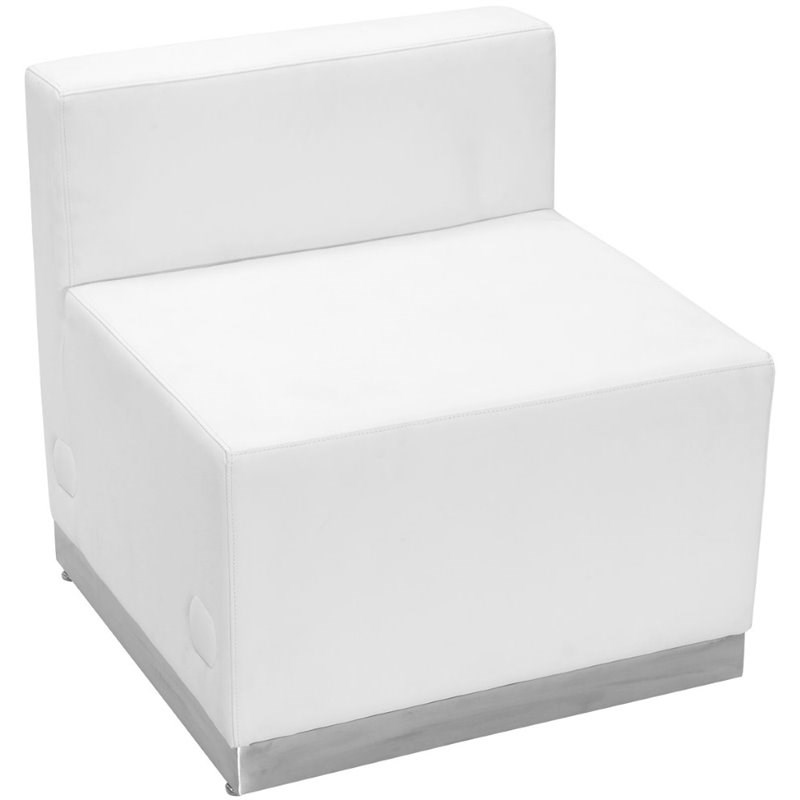 Flash Furniture Hercules Alon Leather Armless Chair in Melrose White