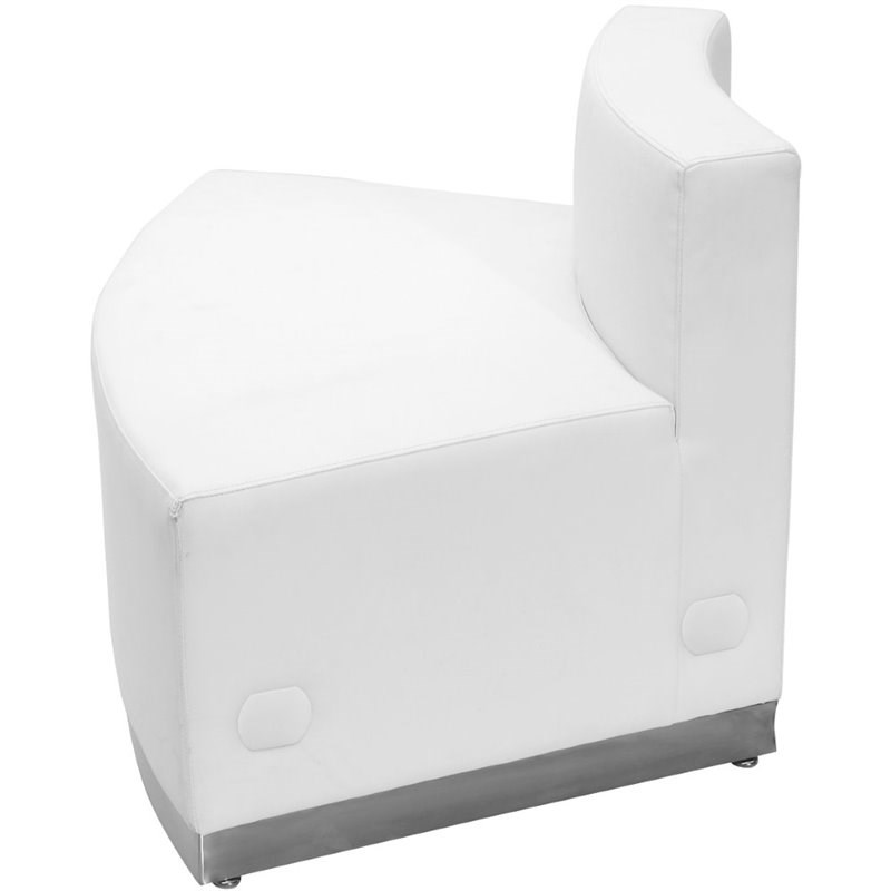 Flash Furniture Hercules Alon Leather Convex Armless Chair in Melrose White