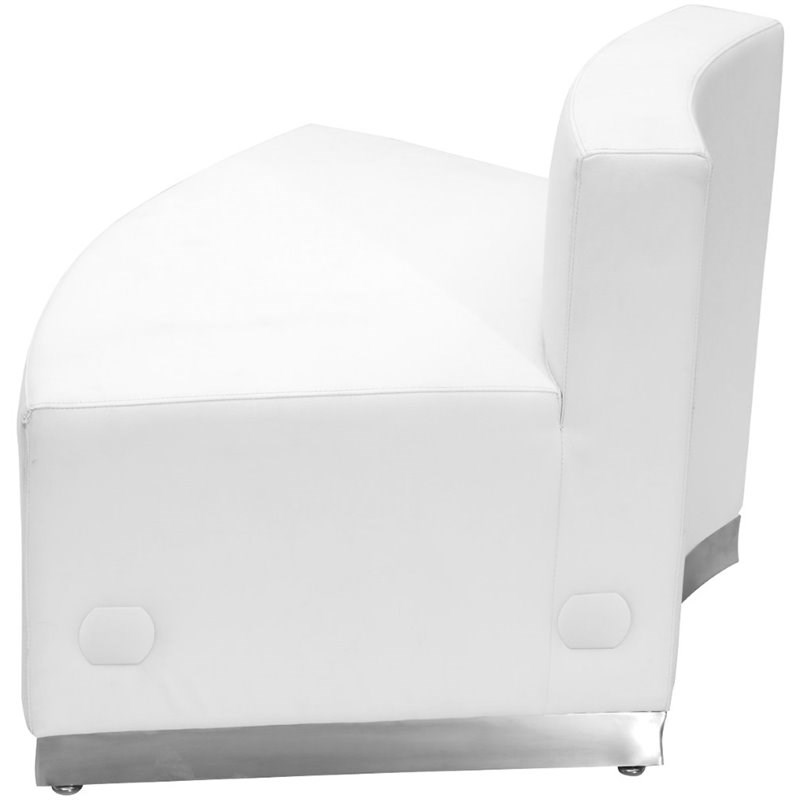 Flash Furniture Hercules Alon Leather Convex Armless Chair in Melrose White