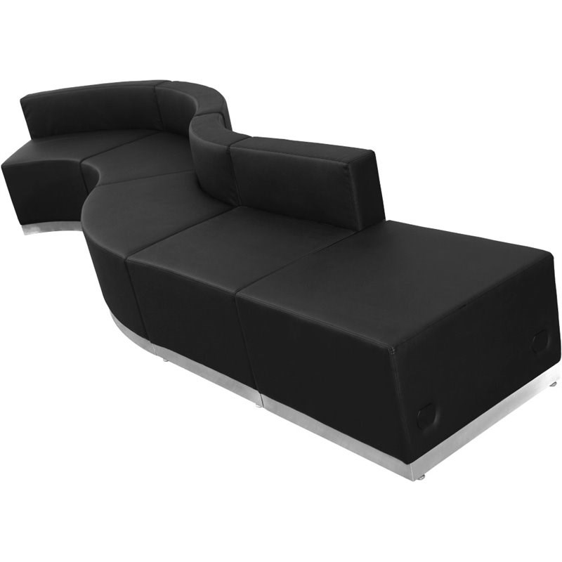 Flash Furniture Hercules Alon 5 Piece Reception Seating in Black