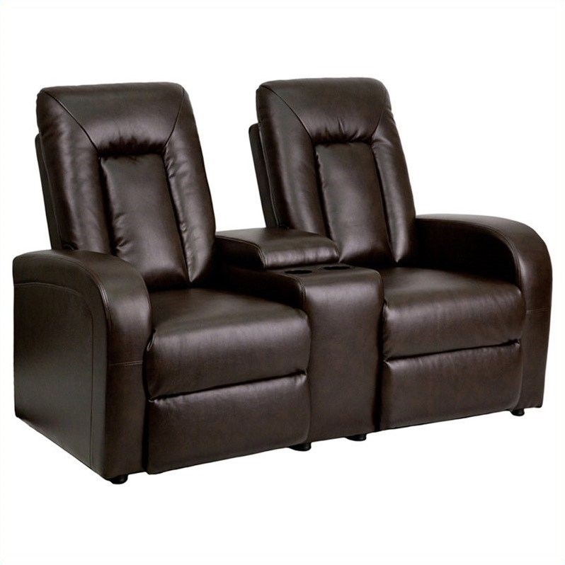Flash Furniture 2 Seat Home Theater Recliner in Brown
