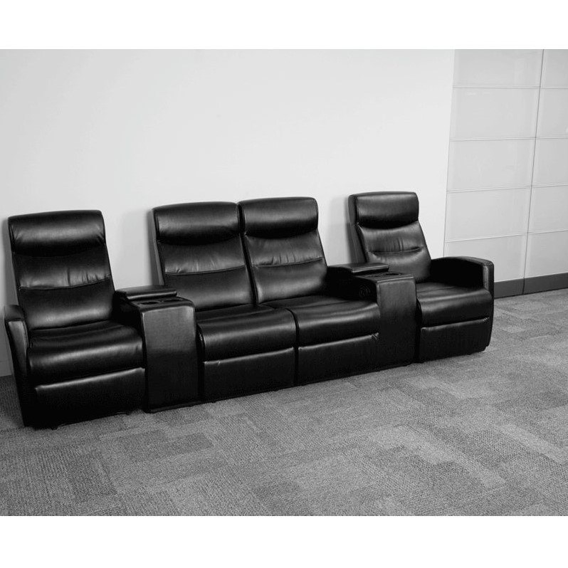Flash Furniture 4 Seat Home Theater Recliner in Black