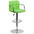 Flash Furniture Quilted Adjustable Bar Stool with Arms in Green