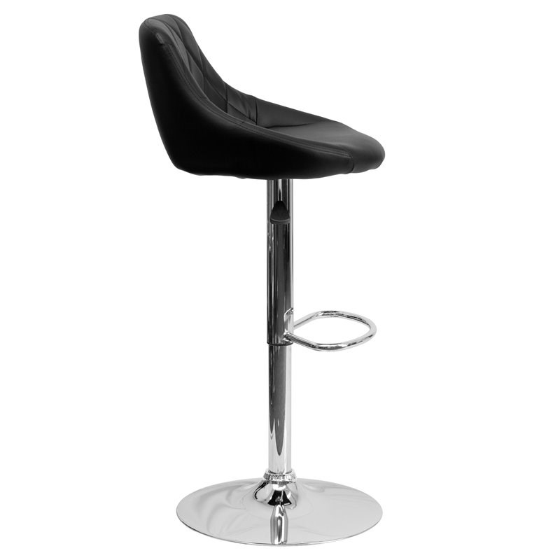 Flash Furniture Adjustable Quilted Bucket Seat Bar Stool in Black