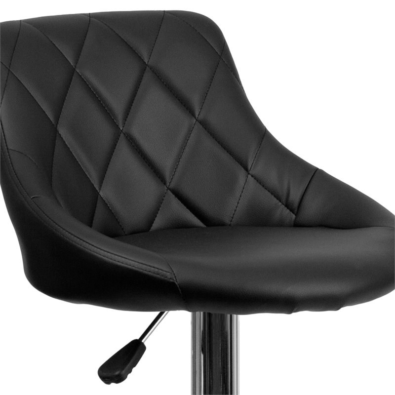 Flash Furniture Adjustable Quilted Bucket Seat Bar Stool in Black