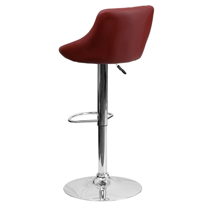 Flash Furniture Adjustable Quilted Bucket Seat Bar Stool in Burgundy