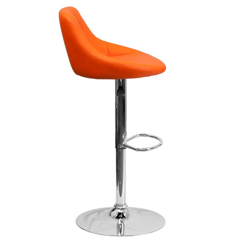 Flash Furniture Adjustable Quilted Bucket Seat Bar Stool in Orange