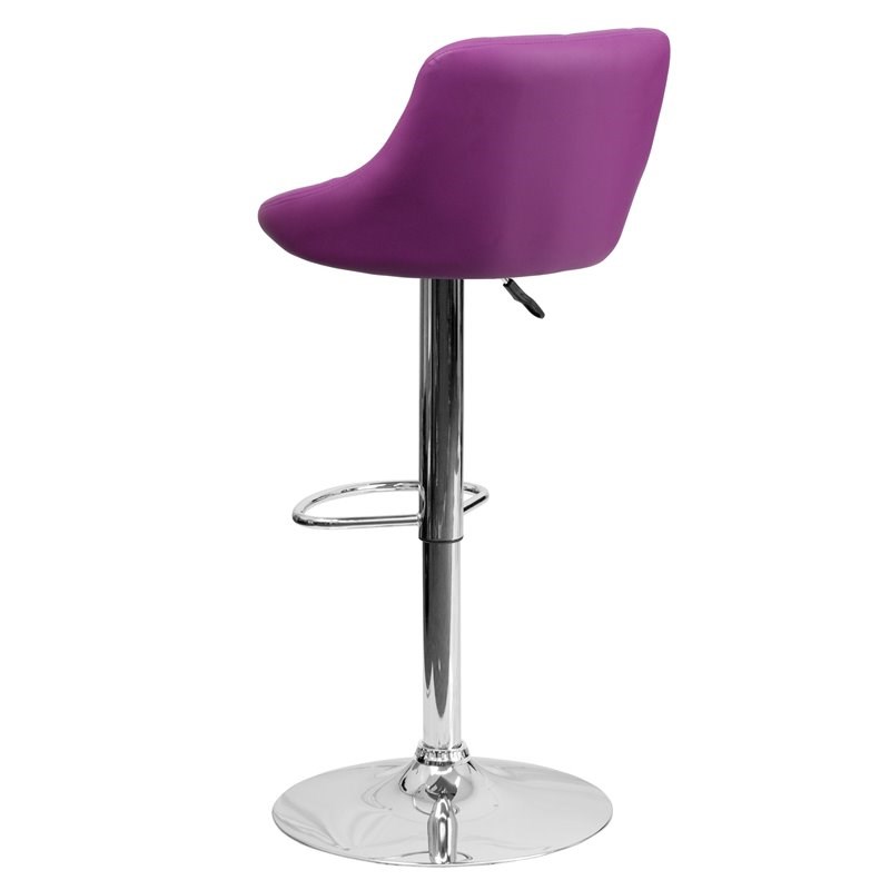 Flash Furniture Adjustable Quilted Bucket Seat Bar Stool in Purple