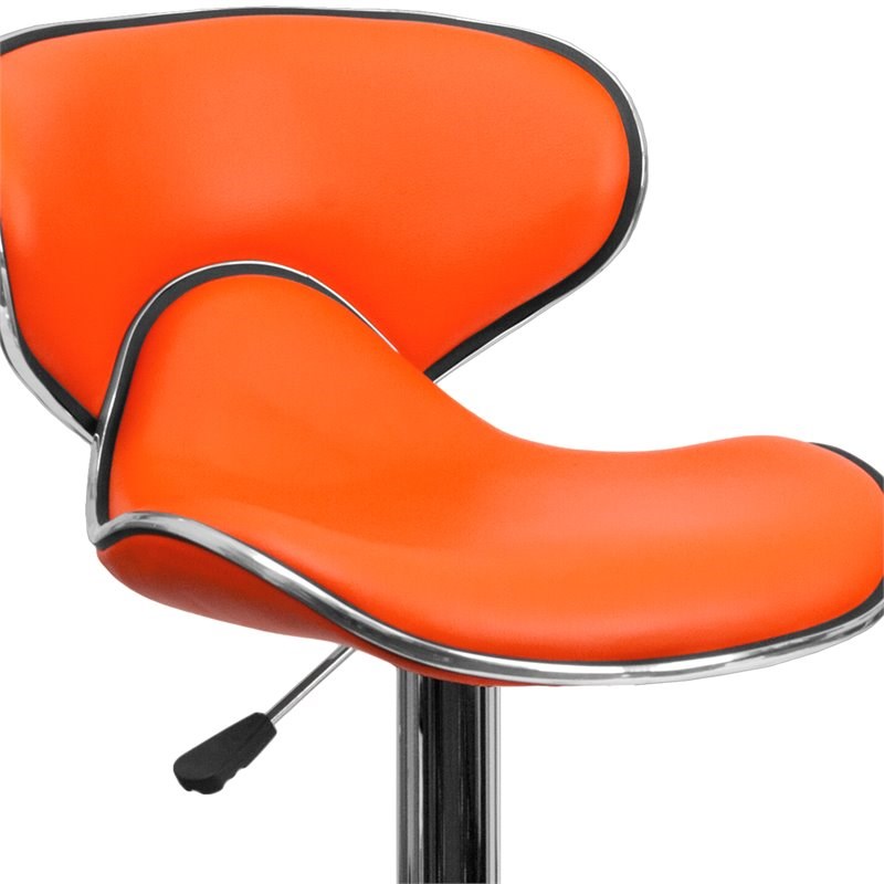 Flash Furniture Mid Back Cozy Adjustable Bar Stool in Orange