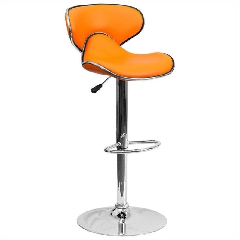 Flash Furniture Mid Back Cozy Adjustable Bar Stool in Orange
