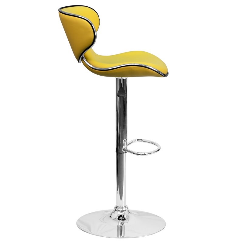 Flash Furniture Mid Back Cozy Adjustable Bar Stool in Yellow