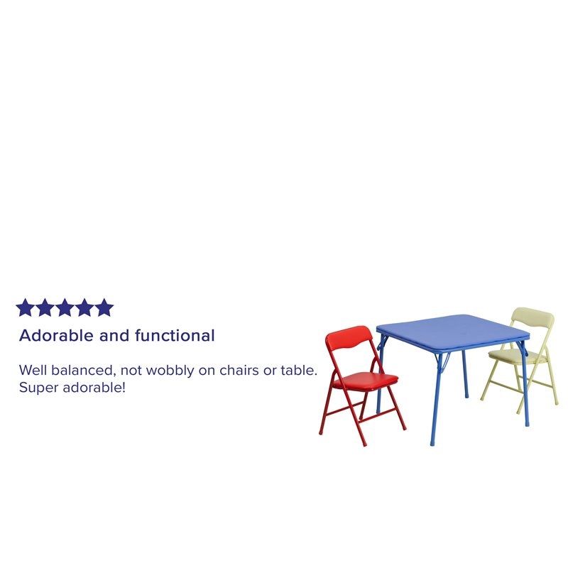 Flash Furniture 3 Pc Kids Folding Table Set In Blue