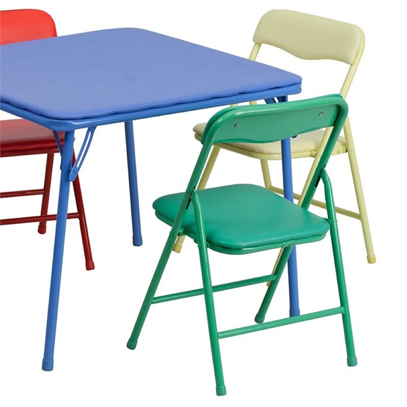 Flash Furniture 5 Pc Kids Folding Table Set In Blue