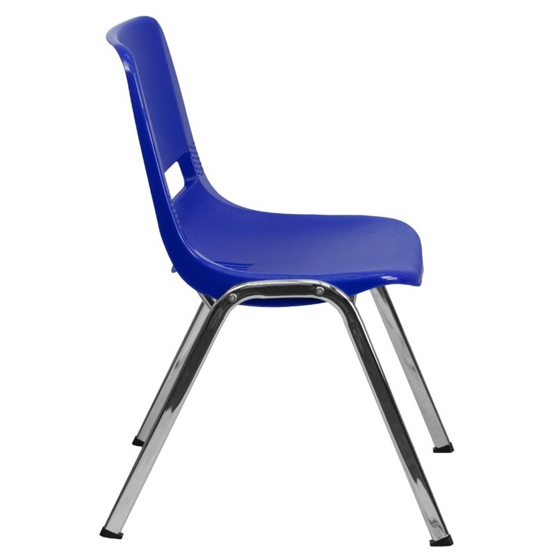 Flash Furniture Hercules Ergonomic Shell Back Stacking Chair in Navy and Chrome