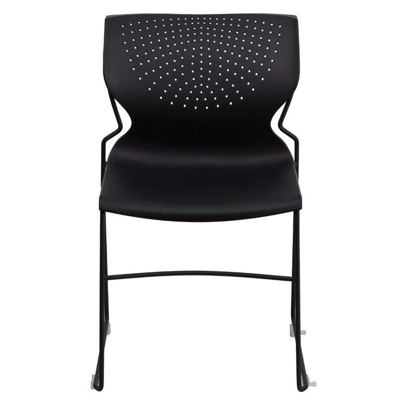 Flash Furniture Hercules Curved Back Sled Base Stacking Chair in Black