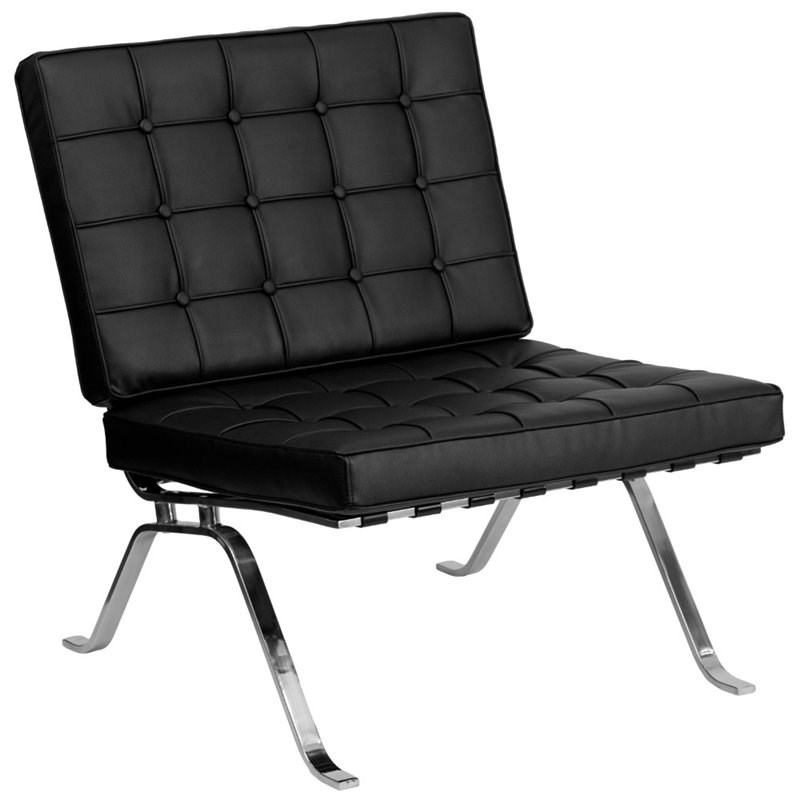 Flash Furniture Hercules Flash Leather Tufted Lounge Guest Chair in Black