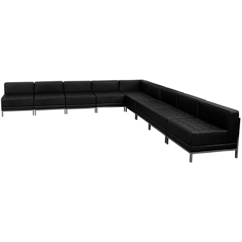 Flash Furniture Hercules Imagination 9 Piece Leather Sectional Set in Black