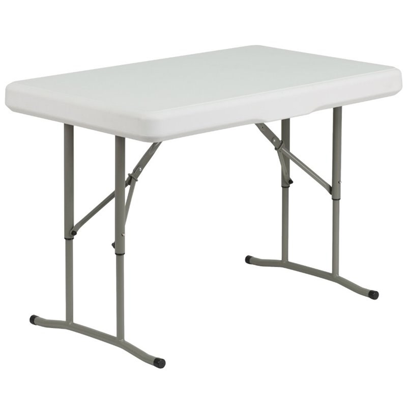 Flash Furniture Plastic Folding Table and Benches in White