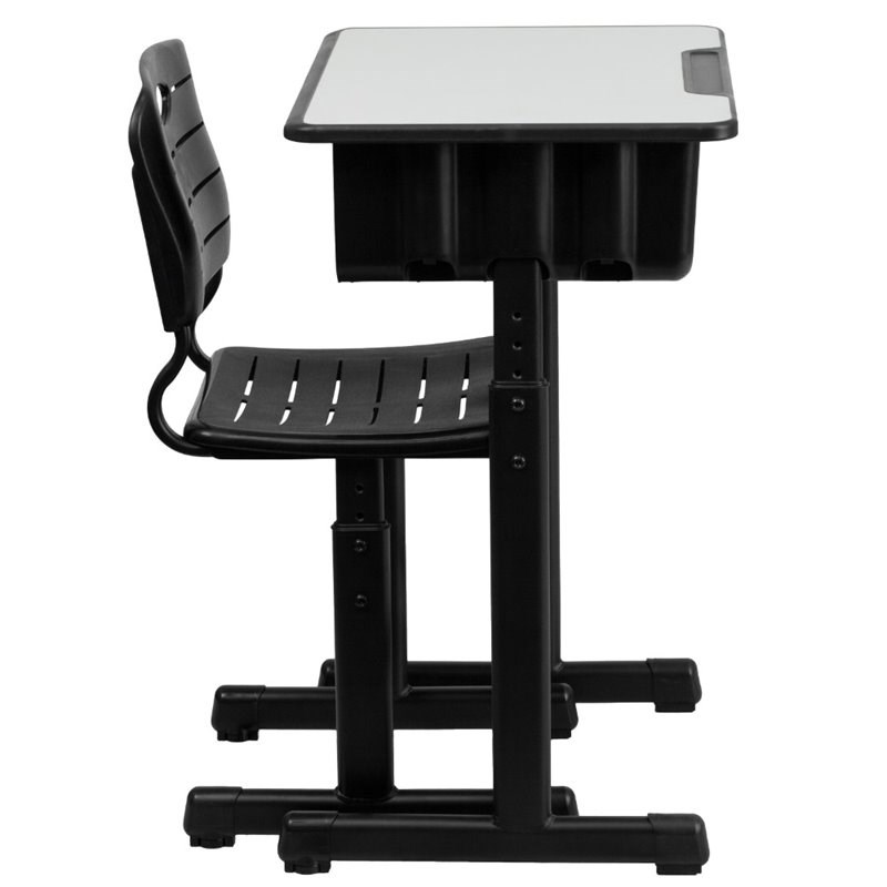 Flash Furniture 2 Piece Classroom Desk Set in Black and Natural