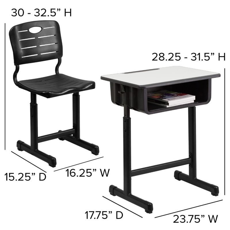 Flash Furniture 2 Piece Classroom Desk Set in Black and Natural