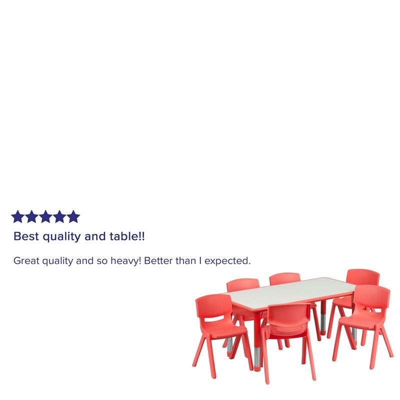 Flash Furniture Plastic Activity Table Set with 6 School Stacking Chairs in Red