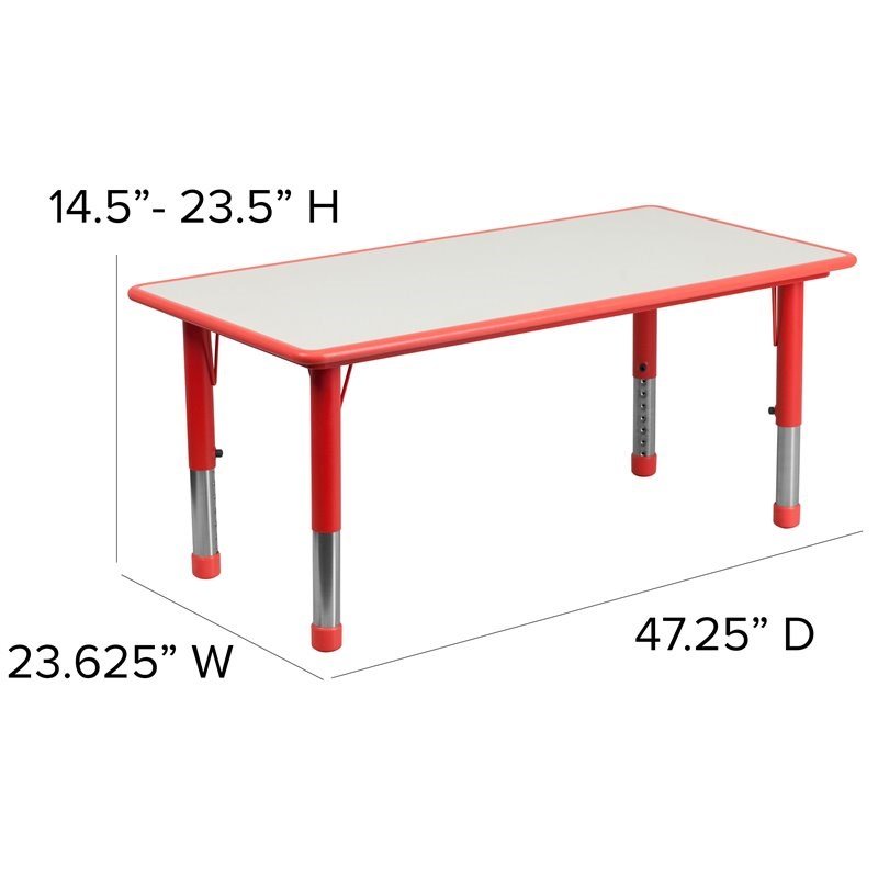 Flash Furniture Plastic Activity Table Set with 6 School Stacking Chairs in Red