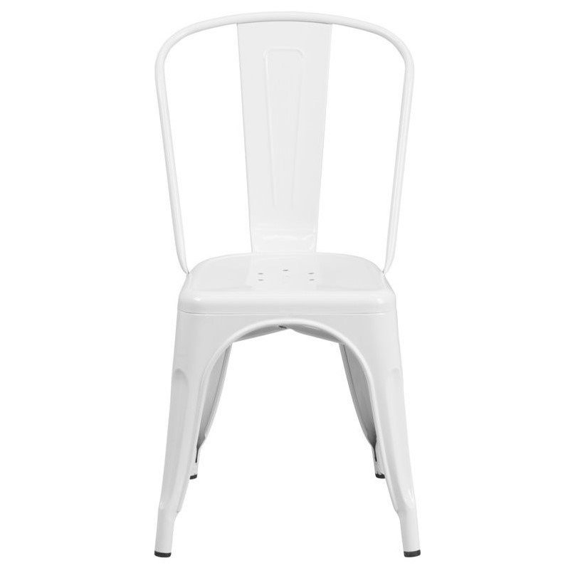 Flash Furniture Metal Stackable Dining Side Chair in White