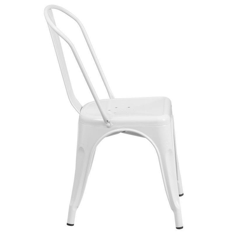 Flash Furniture Metal Stackable Dining Side Chair in White