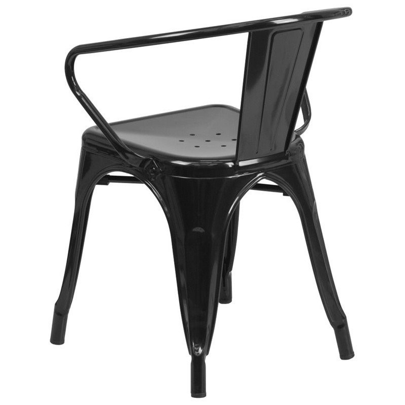 Flash Furniture Metal Stackable Dining Arm Chair in Black