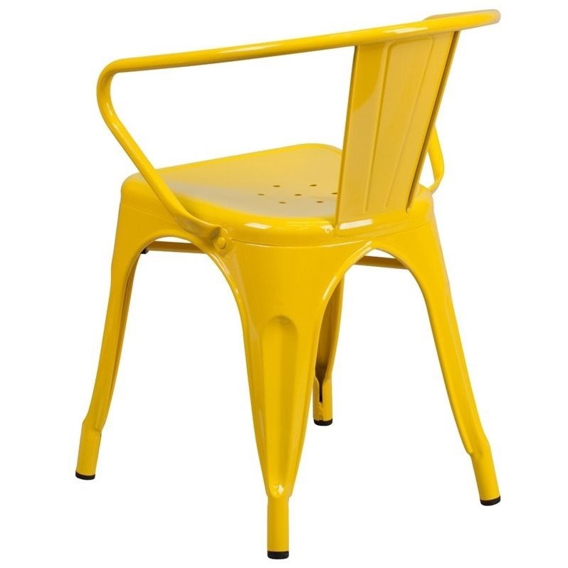 Flash Furniture Metal Stackable Dining Arm Chair in Yellow