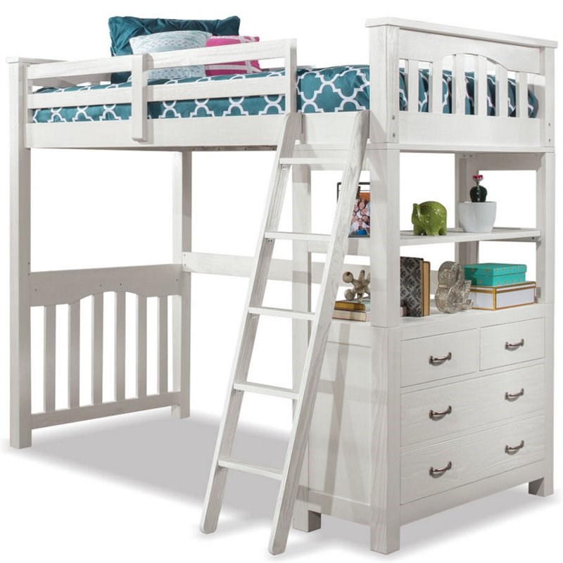 Highlands Twin Loft Bed in White Homesquare