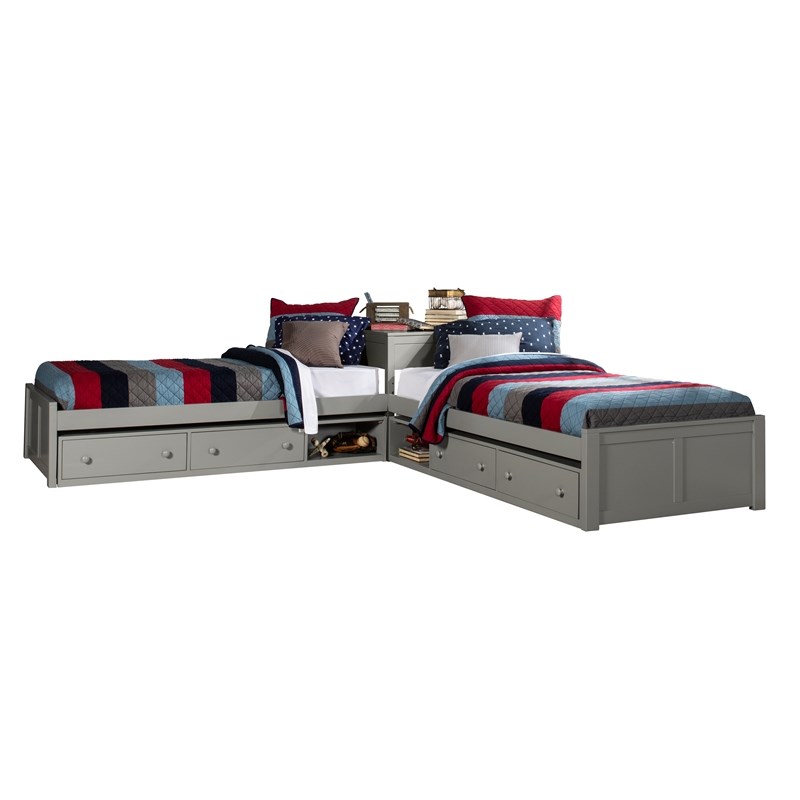 Hillsdale Furniture Pulse L Shaped Bed with Double Storage Gray