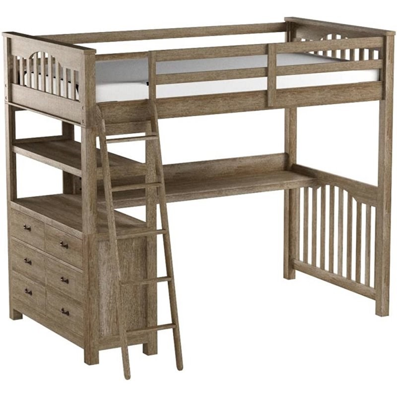 ne kids highlands solid wood full loft bed with desk in ...