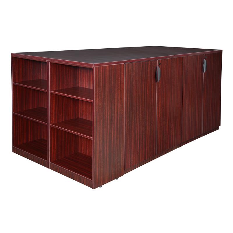Regency Legacy Stand Up Storage Cabinet Quad with Bookcase End- Mahogany