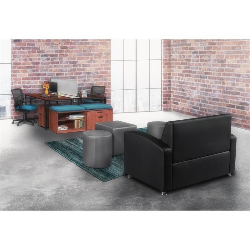 Regency Jean Lounge and Classroom Square Ottoman With Gray Upholstery